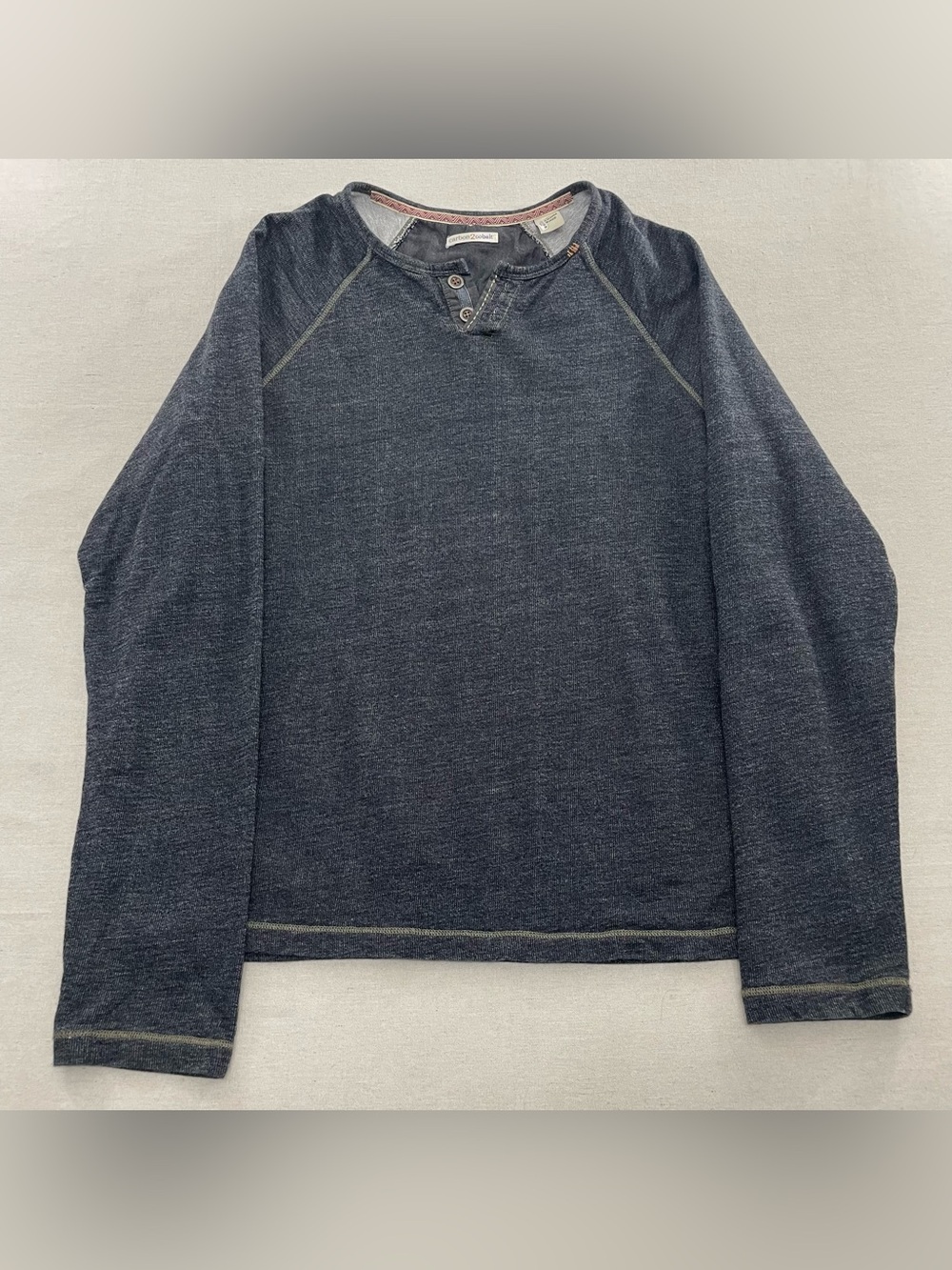 Carbon2cobalt Shirt Men L Henley Thermal Heathered Charcoal Gray 100% Cotton